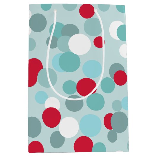 Retro kerstfeestdag poka Dots cadeau Medium Cadeauzakje (Voorkant)