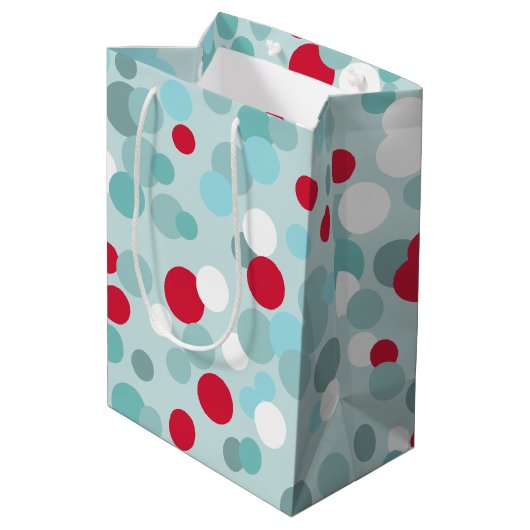 Retro kerstfeestdag poka Dots cadeau Medium Cadeauzakje (Achterkant Gekanteld)