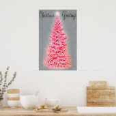 Retro kerstfeestdag roze poster (Keuken)