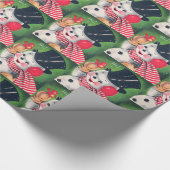 Retro kerstfeestdag - snowmanfeest cadeaupapier (Hoek)