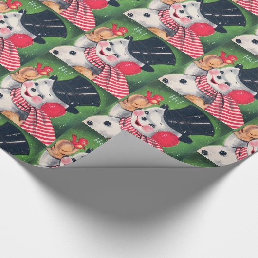 Retro kerstfeestdag - snowmanfeest cadeaupapier (Hoek)