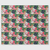 Retro kerstfeestdag - snowmanfeest cadeaupapier (Vlak)