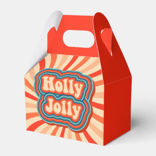 Retro kerstFeestdagen Holly Jolly Typografie Bedankdoosjes (Voorkant Zijde)