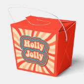 Retro kerstFeestdagen Holly Jolly Typografie Bedankdoosjes (Achterkant)