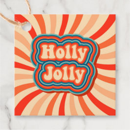 Retro kerstFeestdagen Holly Jolly Typografie Bedankjes Labels
