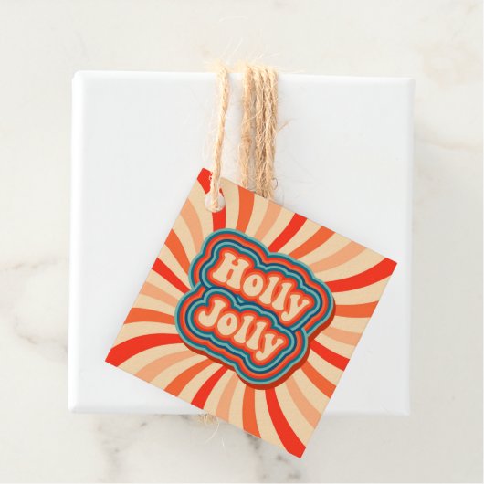 Retro kerstFeestdagen Holly Jolly Typografie Bedankjes Labels (In situ)