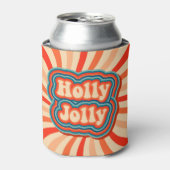 Retro kerstFeestdagen Holly Jolly Typografie Blikjeskoeler (Blikje Voorkant)