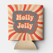 Retro kerstFeestdagen Holly Jolly Typografie Blikjeskoeler (Achterkant)