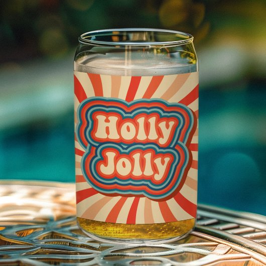 Retro kerstFeestdagen Holly Jolly Typografie Blikvorm Glas
