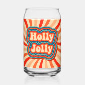 Retro kerstFeestdagen Holly Jolly Typografie Blikvorm Glas (Voorkant)