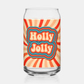 Retro kerstFeestdagen Holly Jolly Typografie Blikvorm Glas (Achterkant)