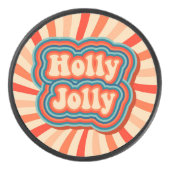 Retro kerstFeestdagen Holly Jolly Typografie Hockey Puck (Voorkant)