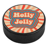 Retro kerstFeestdagen Holly Jolly Typografie Hockey Puck (3/4)