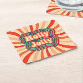Retro kerstFeestdagen Holly Jolly Typografie Kartonnen Onderzetters (Schuin)