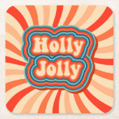 Retro kerstFeestdagen Holly Jolly Typografie Kartonnen Onderzetters (Voorkant)