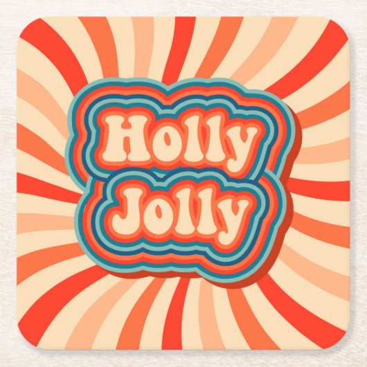 Retro kerstFeestdagen Holly Jolly Typografie Kartonnen Onderzetters (Voorkant)