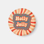 Retro kerstFeestdagen Holly Jolly Typografie Magneet (Voorkant)