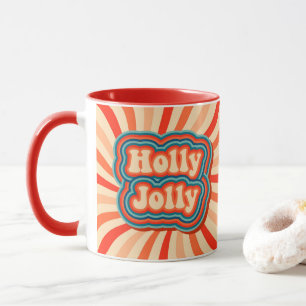 Retro kerstFeestdagen Holly Jolly Typografie Mok