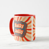 Retro kerstFeestdagen Holly Jolly Typografie Mok (Voorkant links)