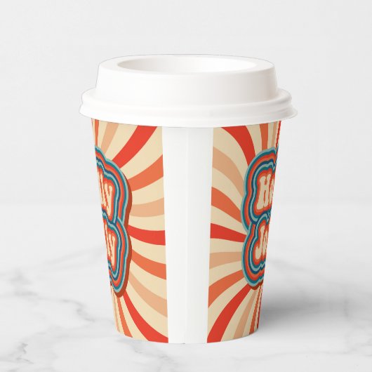 Retro kerstFeestdagen Holly Jolly Typografie Papieren Bekers (Rechts)