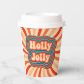 Retro kerstFeestdagen Holly Jolly Typografie Papieren Bekers (Voorkant)