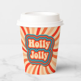 Retro kerstFeestdagen Holly Jolly Typografie Papieren Bekers