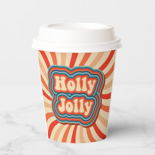 Retro kerstFeestdagen Holly Jolly Typografie Papieren Bekers (Voorkant)