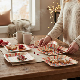 Retro kerstFeestdagen Holly Jolly Typografie Papieren Bordje