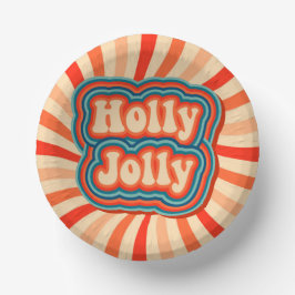 Retro kerstFeestdagen Holly Jolly Typografie Papieren Kommen