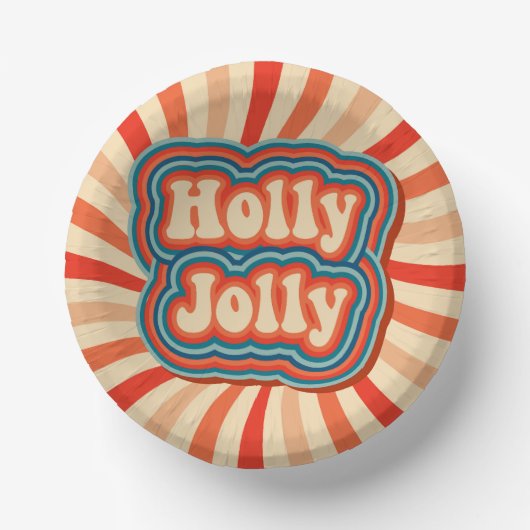Retro kerstFeestdagen Holly Jolly Typografie Papieren Kommen (Voorkant)