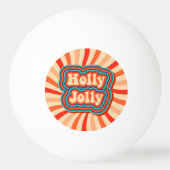 Retro kerstFeestdagen Holly Jolly Typografie Pingpongbal (Achterkant)