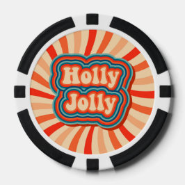 Retro kerstFeestdagen Holly Jolly Typografie Poker Chips