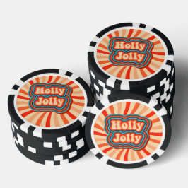 Retro kerstFeestdagen Holly Jolly Typografie Poker Chips