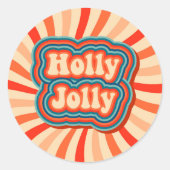 Retro kerstFeestdagen Holly Jolly Typografie Ronde Sticker (Voorkant)