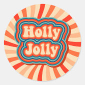 Retro kerstFeestdagen Holly Jolly Typografie Ronde Sticker (Voorkant)