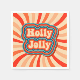 Retro kerstFeestdagen Holly Jolly Typografie Servet
