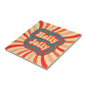 Retro kerstFeestdagen Holly Jolly Typografie Tegeltje (Zijkant)