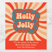 Retro kerstFeestdagen Holly Jolly Typografie Wijn Etiket (Enkel label)