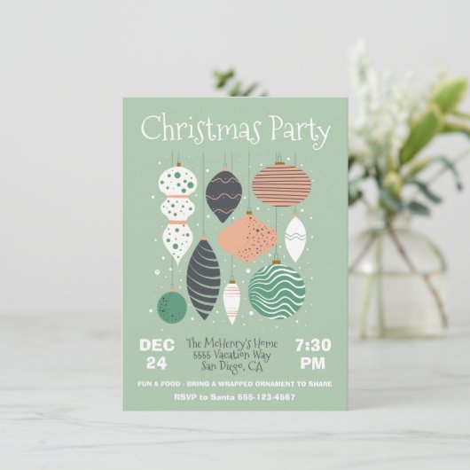 Retro kerstfeestdagen uitnodiging tot het indienen (Staand voorkant)