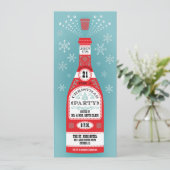 Retro kerstfeestfeest Champagne Kaart (Staand voorkant)