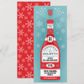 Retro kerstfeestfeest Champagne Kaart (Voorkant / Achterkant)