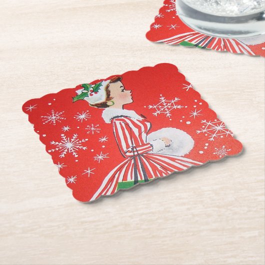 Retro kerstfeestfeest onderzetter