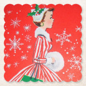 Retro kerstfeestfeest onderzetter (Voorkant)