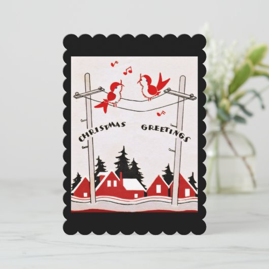 Retro kerstfeestjes feestelijke groeten feestdagenkaart (Staand voorkant)