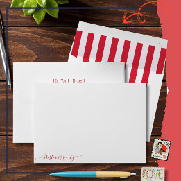 Retro kerstfeeststrepen envelop