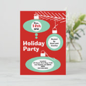 Retro-kerstfeestuitnodiging Kaart (Staand voorkant)