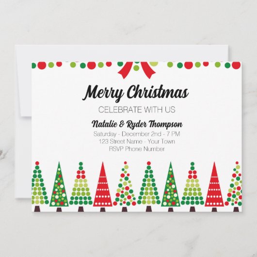 Retro-kerstfeestuitnodiging Kaart (Voorkant)