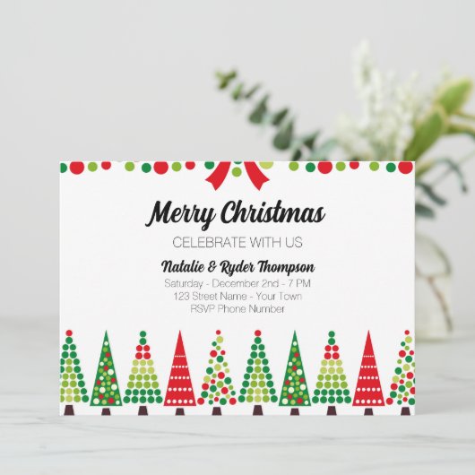 Retro-kerstfeestuitnodiging Kaart (Staand voorkant)