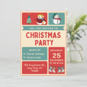 Retro-kerstfeestuitnodiging Kaart (Staand voorkant)