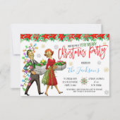 Retro-kerstfeestuitnodiging Kaart (Voorkant)